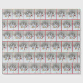 鹿のためのリースを持つ雪だるま ラッピングペーパー (フラット)