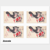 鹿のためのヴィンテージ遊クリスマスサンタのピアノ 長方形シール (シート)