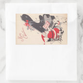 鹿のためのヴィンテージ遊クリスマスサンタのピアノ 長方形シール (バッグ)