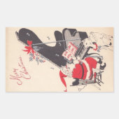 鹿のためのヴィンテージ遊クリスマスサンタのピアノ 長方形シール (正面)