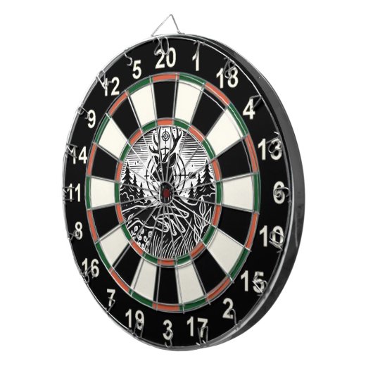 鹿のはっきりした標的となる森林アート ダーツボード (正面右)