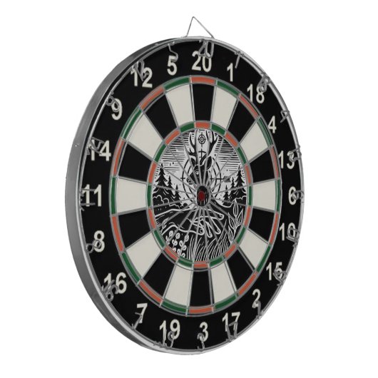 鹿のはっきりした標的となる森林アート ダーツボード (正面左)