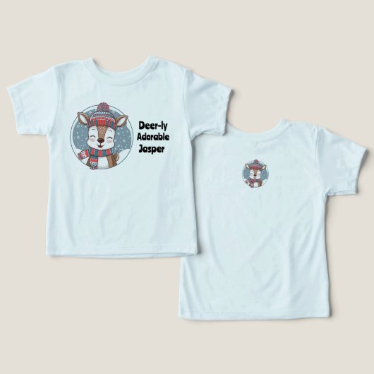 鹿のように愛らしい幼児のシャツ（編集可能な名前） (デザイン正面&裏面)