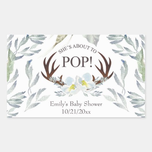 鹿のアントラポップ・アートのーミニシャンパンラベルへ 長方形シール (正面)