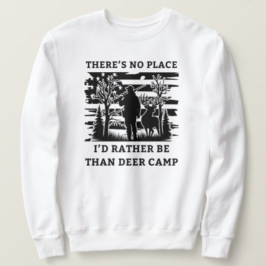 鹿のキャンプ鹿より私が望む場所はない スウェットシャツ (デザイン正面)
