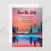 鹿のクリスマスと風光明媚な冬の湖 インビテーションポストカード (正面/裏面)