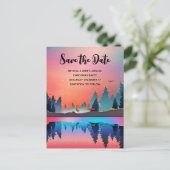 鹿のクリスマスと風光明媚な冬の湖 インビテーションポストカード (スタンド正面)