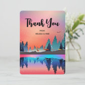 鹿のクリスマスと風光明媚な冬の湖 サンキューカード (スタンド正面)