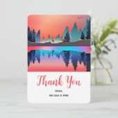 鹿のクリスマスと風光明媚な冬の湖 サンキューカード (スタンド正面)