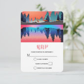 鹿のクリスマスと風光明媚な冬の湖 出欠カード (スタンド正面)