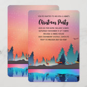 鹿のクリスマスと風光明媚な冬の湖 招待状 (正面/裏面)