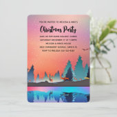 鹿のクリスマスと風光明媚な冬の湖 招待状 (スタンド正面)