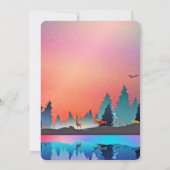 鹿のクリスマスと風光明媚な冬の湖 招待状 (裏面)