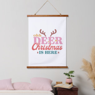 鹿のクリスマスはここだ クリスマス 吊り下げ型タペストリー