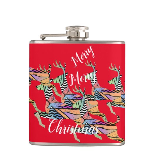 鹿のクリスマスを跳躍 フラスク (正面)