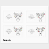 鹿のクリスマスキャンドル 長方形シール (シート)