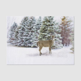 鹿のクリスマスクラフトと冬のワンダーランドの森 薄葉紙