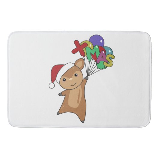 鹿のクリスマスシカ冬の動物 バスマット (正面)