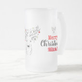 鹿のクリスマスパーソナライズされた フロストグラスビールジョッキ (正面右)