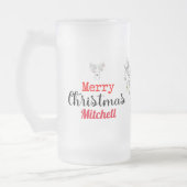 鹿のクリスマスパーソナライズされた フロストグラスビールジョッキ (左)