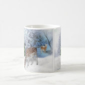 鹿のクリスマスマグカップと平和な森 コーヒーマグカップ (中央)