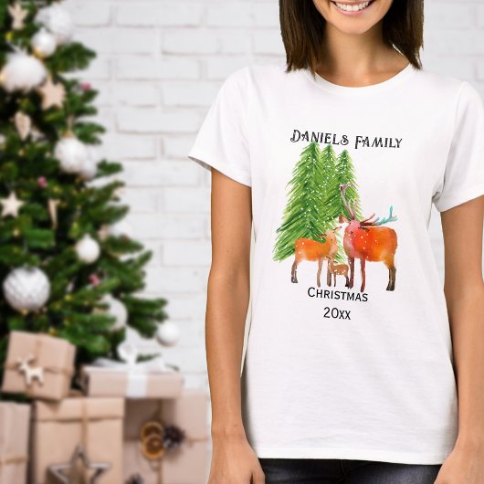 鹿のクリスマス一家 Tシャツ