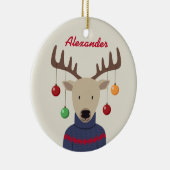 鹿のクリスマス セラミックオーナメント (右)