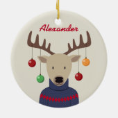 鹿のクリスマス セラミックオーナメント (裏面)