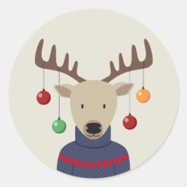 鹿のクリスマス ラウンドシール