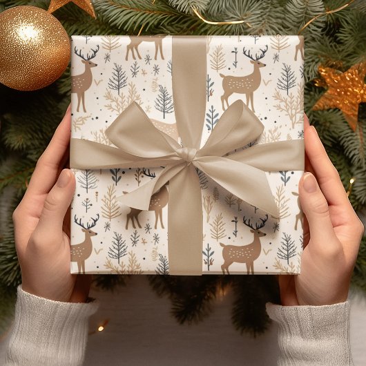 鹿のクリスマス ラッピングペーパー