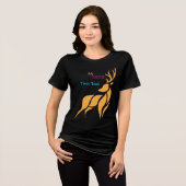 鹿のグラフィック - 田舎風の森スタイル トライブレンドTシャツ (正面全面)