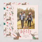 鹿のゲーム ホリデー フォト カード (正面/裏面)