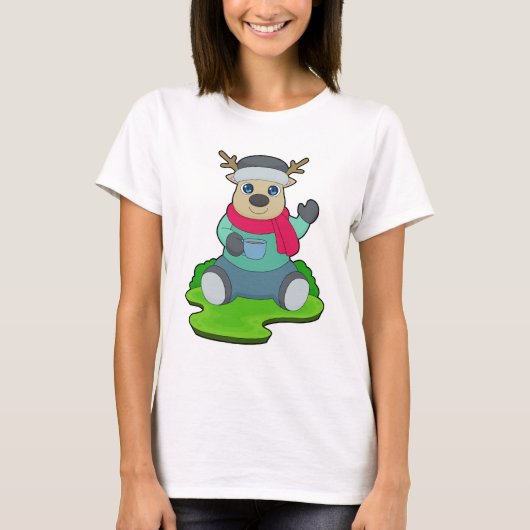 鹿のコーヒーカップ Tシャツ (正面)