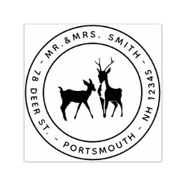 鹿のシカとシカのミスターミセス・ラウンド差出人住所 セルフインキングスタンプ