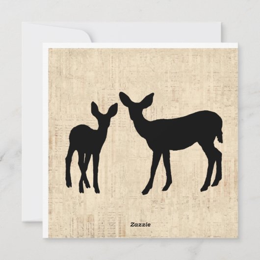 鹿のシルエットヴィンテージ動物の鹿アートワーク シーズンカード (裏面)