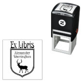 鹿のシルエット紋章 エクスリブリス 本の名前 セルフインキングスタンプ (インサイチュ)