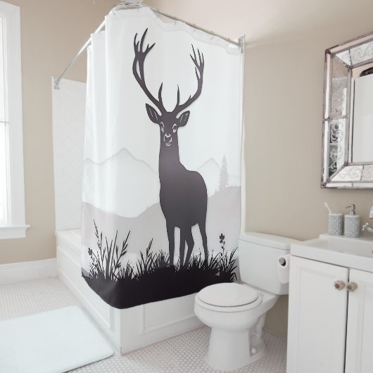 鹿のシルエット シャワーカーテン (インサイチュ)