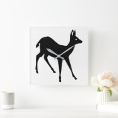 鹿のシルエット スクエア壁時計 (ホーム)