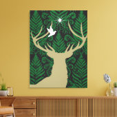 鹿のシルエット、鳩のシルエット、星の影 キャンバスプリント (インサイチュ (リビング))