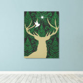 鹿のシルエット、鳩のシルエット、星の影 キャンバスプリント (インサイチュ (ウッドフロア))