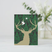 鹿のシルエット、鳩のシルエット、星の影 ポストカード (スタンド正面)