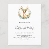 鹿のシンプル予算クリスマスパーティの招待状 (正面)