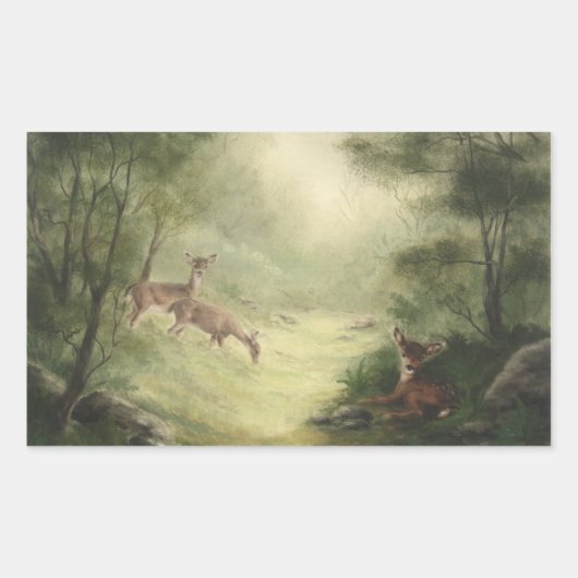 鹿のシール 長方形シール (正面)