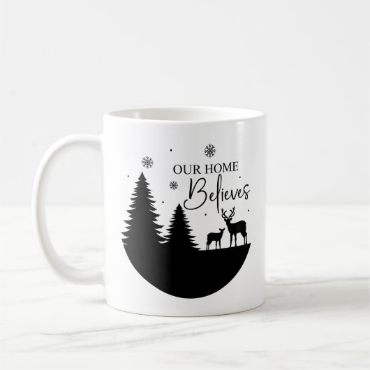 鹿のシ信じーンコーヒーマグ付き我々の家 コーヒーマグカップ (左)