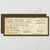 鹿のチケットとヴィンテージウェディング〔雄ジカの〕枝角 招待状 (正面/裏面)