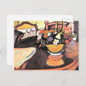 鹿のデザインと花束のまくら ポストカード (正面/裏面)