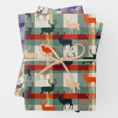 鹿のトナカイ タルタン模様のステッカー  ラッピングペーパーシート (インサイチュ)