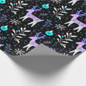 鹿のネオンのクリスマスパターン ラッピングペーパー (角)