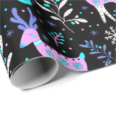 鹿のネオンのクリスマスパターン ラッピングペーパー (ロールコーナー)