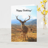 鹿のハッピーバースデー カード (黄色い花)